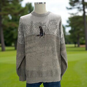 Pinnacle Vintage Golf Sweater XL Made USA 90s Knit Embroidered Scene Cottagecore